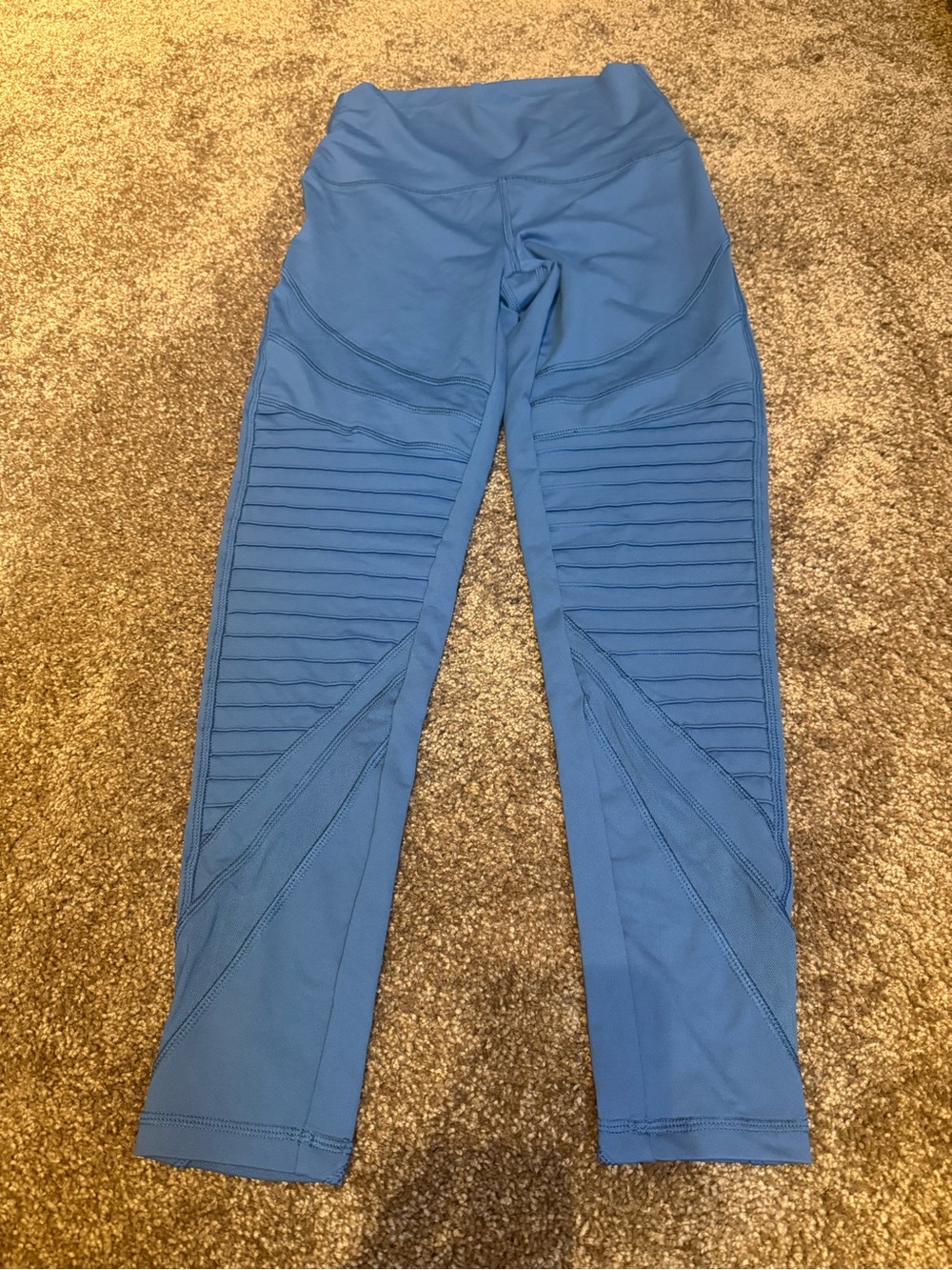 Aerie Chill Play Move Moto Mesh Ribbed High Rise Crop Leggings